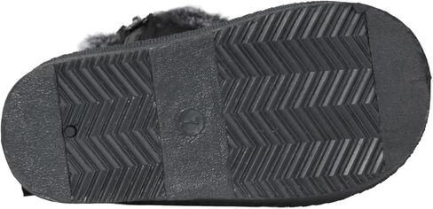 QIETION Toddler & Little Kid Suede Bow Winter Boots – Faux-Fur Lined Warm Snow Booties with Inside Side-Zipper, Non-Slip TPR Sole, Girls & Boys Cold-Weather Shoes in Saudi Arabia
