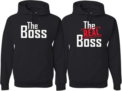 مجموعة سترة ذات قلنسوة للأزواج المتطابقة من The Boss The Real Boss المضحكة والصديقة والصديقة in Saudi Arabia