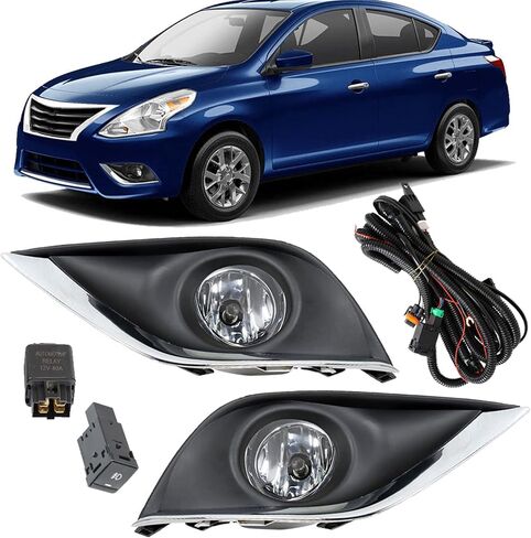 WFLNHB Fog Lights Assembly Replacement for 2015-2018 Nissan Versa 4 Door with Bulbs & Harness Switch Kit Driving Lamps Fog Lights Driver and Passenger Side in Saudi Arabia