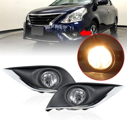 WFLNHB Fog Lights Assembly Replacement for 2015-2018 Nissan Versa 4 Door with Bulbs & Harness Switch Kit Driving Lamps Fog Lights Driver and Passenger Side in Saudi Arabia