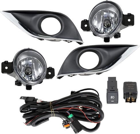 WFLNHB Fog Lights Assembly Replacement for 2015-2018 Nissan Versa 4 Door with Bulbs & Harness Switch Kit Driving Lamps Fog Lights Driver and Passenger Side in Saudi Arabia