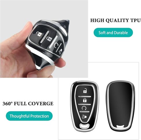 for Chevy Key Fob Cover with Keychain, Soft TPU Full Protection 4 Buttons Key Case for Equinox Malibu Traverse Blazer Camaro Impala Cruze Volt Bolt Sonic Trax Tahoe (4-Buttons-Red) in Kuwait