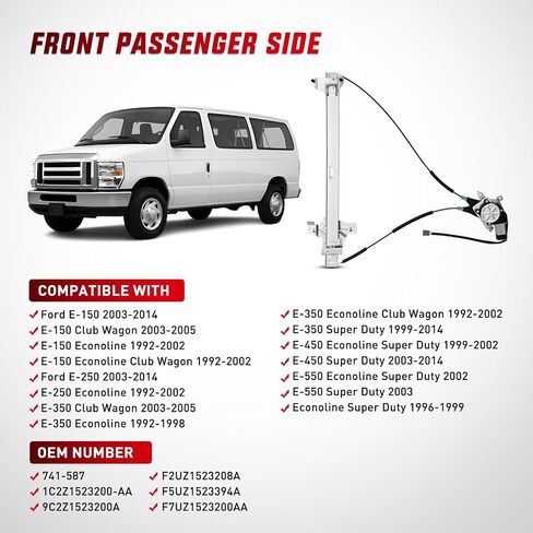 Nilight 741-586 Window Regulator/Motor Front Driver Side Compatible with 2003-2014 Ford E150 E250 Econoline E350 E450 E550 Super Duty 2004 2005 2006 2007 2008 2009 2010 2011 2012 2013 2014 in Saudi Arabia