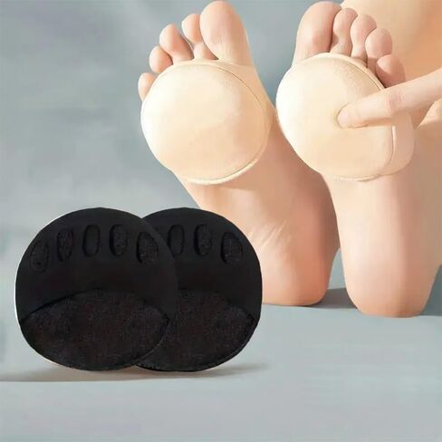 2pcs Sponge Forefoot Pads, Sweat-Absorbing Sandal Insoles, Five-Finger Half-Cut Socks, Anti-Odor Half-Size Pads, Beige in Saudi Arabia