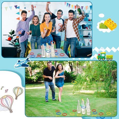 لعبة Tioncy Ring Toss Game في الهواء الطلق وألعاب الكرنفال في الفناء الخلفي للبالغين ألعاب مستهدفة ممتعة زجاجات زجاجية مع حلقات ملونة مختلطة للأسرة وإكسسوارات الحفلات الرياضية الخارجية in Saudi Arabia