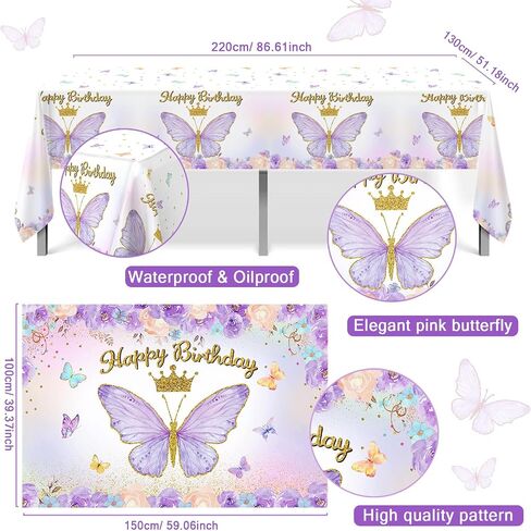 Butterfly Decorations for Girls, Pink Butterfly Themed Birthday Decorations Party Supplies with Balloon Arch Kit Backdrop Banner Foil Balloons Wall Decor, Princess Baby Shower Bday Party in Kuwait