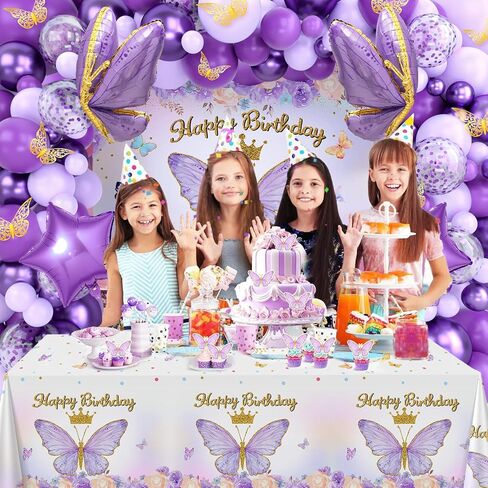 Butterfly Decorations for Girls, Pink Butterfly Themed Birthday Decorations Party Supplies with Balloon Arch Kit Backdrop Banner Foil Balloons Wall Decor, Princess Baby Shower Bday Party in Kuwait