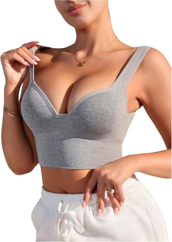 MakeMeChic Women's Leopard Print Bra Spaghetti Strap Lace Trim Wireless Bralettes in Saudi Arabia