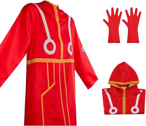 Adult Unisex Anime Men Red Hooded Jacket Cosplay Costume Long Coat Robe Cloak Cape Halloween Outfit with Gloves Hat in Saudi Arabia