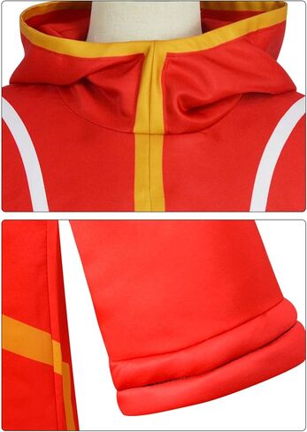Adult Unisex Anime Men Red Hooded Jacket Cosplay Costume Long Coat Robe Cloak Cape Halloween Outfit with Gloves Hat in Saudi Arabia