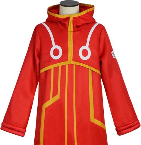 Adult Unisex Anime Men Red Hooded Jacket Cosplay Costume Long Coat Robe Cloak Cape Halloween Outfit with Gloves Hat in Saudi Arabia
