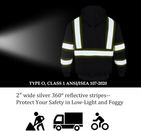 VENDACE High Visibility ANSI Class 1 Reflective Safety Fleece Sweatshirt Hoodie for Men with Detachable Hood(Royal blue,S) in Saudi Arabia