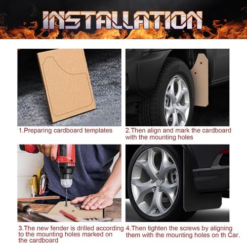 x xotic tech Universal Front and Rear Black Mud Flaps Splash Guards Mudflaps Mudguard Fender Flares Dirty Traps for Car Pickup Truck SUV with Hardware (4PCS) in Saudi Arabia