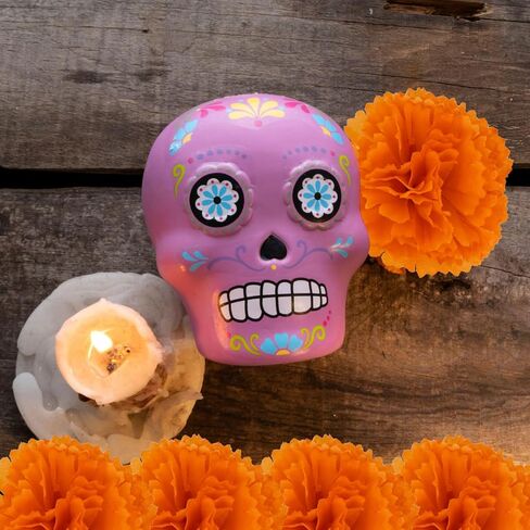 50 Pcs Marigold Silk Artificial Flowers with Stems, Mexican Flowers Decoration for Diwali, Day of The Dead Wreath Garland, Christmas New Year Wedding Party Altar Decor in Saudi Arabia