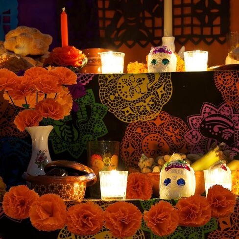 50 Pcs Marigold Silk Artificial Flowers with Stems, Mexican Flowers Decoration for Diwali, Day of The Dead Wreath Garland, Christmas New Year Wedding Party Altar Decor in Saudi Arabia