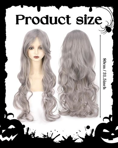 Halloween Witch Costumes Set - 4 Pcs Witch Hat with Long Curly Wig Striped Stockings Arm Warmers for Women Cosplay in Kuwait