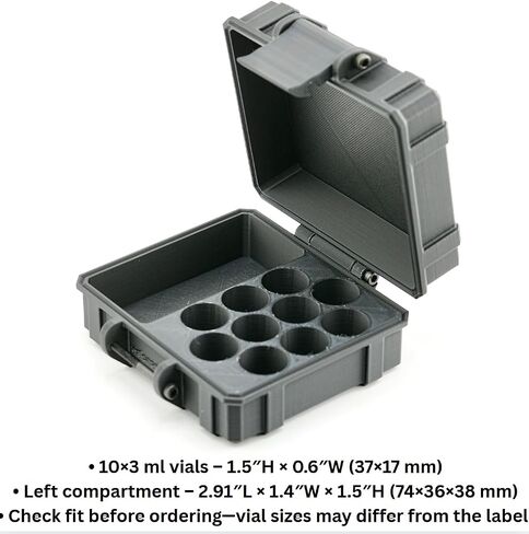Vial Guard (1 Item) Storage Case for 3ml Vials | Hard Case Holds 10 3ml Vials 30 ml Water - Peptide - GLP1 in Saudi Arabia