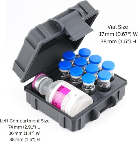 Vial Guard (1 Item) Storage Case for 3ml Vials | Hard Case Holds 10 3ml Vials 30 ml Water - Peptide - GLP1 in Saudi Arabia