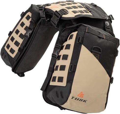 نظام قاعدة نظام الأمتعة بدون حامل Tusk Highland X2، درع حراري قياسي أسود/تان لـ Yamaha TENERE 700 2021-2023 in Saudi Arabia