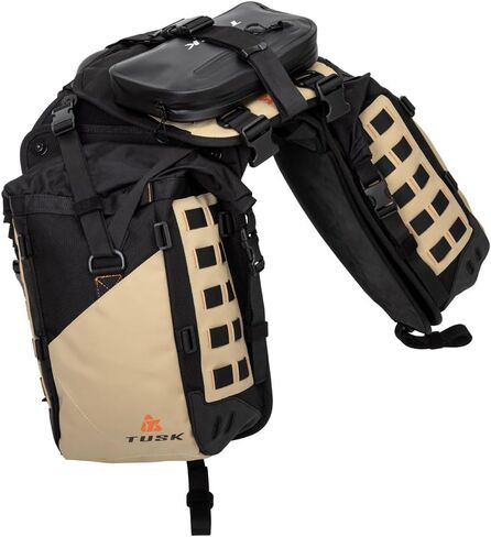 نظام قاعدة نظام الأمتعة بدون حامل Tusk Highland X2، درع حراري قياسي أسود/تان لـ Yamaha TENERE 700 2021-2023 in Saudi Arabia