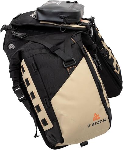 نظام قاعدة نظام الأمتعة بدون حامل Tusk Highland X2، درع حراري قياسي أسود/تان لـ Yamaha TENERE 700 2021-2023 in Saudi Arabia