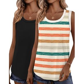 Bliwov 2 Pack Womens Tank Tops Scoop Neck Summer Fall Winter Fashion Sleeveless Shirts Beach Loose Casual Workout Clothes in Kuwait