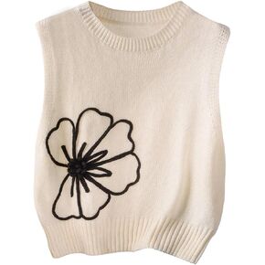 SOLY HUX Women's Plus Size Sweater Vest Floral Crewneck Sleeveless Casual Knit Fall Tank Tops in Saudi Arabia