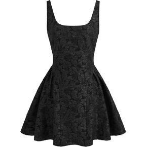 CIDER Mini Dress Floral Jacquard Sleeveless Square Neck Middle Waist Party Elegant Zipper Cocktail Dress in Saudi Arabia