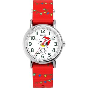 Timex Unisex Peanuts Weekender 31mm Watch - Red Strap White Dial Silver-Tone Case in Saudi Arabia