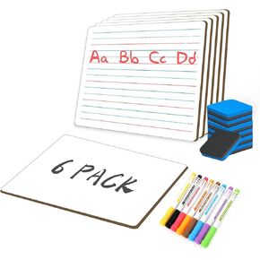 2 Pack Small White Board Set - Double Sided Dry Erase Ruled Lap Boards 9x12 Lined Whiteboard for Kids Student Learning for Student and Classroom Use in Kuwait