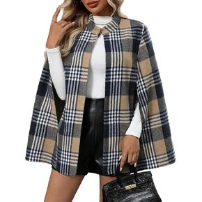 IDEALSANXUN Womens Wool Cape Coat Fall Winter Casual Oversized Peacoat Dress Jackets in Kuwait