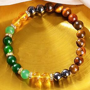 Money Attraction Bracelets for Women & Men Natural Crystal Tiger's Eye Black Yellow Tourmaline Onyx Attracts Money Bracelet in Kuwait