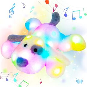 Hopearl LED Plush Puppy Lighting Up Stuffed Animal Dog Floppy Pup Night Lights Glow in The Dark Birthday Festival for Kids Toddler Girls, White, 14'' in Kuwait