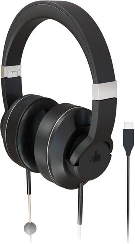 سماعات رأس فوق الأذن خالية من EMF للبالغين من DefenderShield - سماعة رأس استريو سلكية ذات أنبوب هواء عالمي مع ميكروفون وتحكم في مستوى الصوت in Kuwait