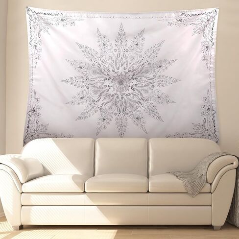 anmu boho نسيج الأزهار، 46 × 35 بوصة البوهيمي ماندالا نسيج الجدار شنقا، الجمالية زهرة جدار الفن ديكور للمراهقين، غرفة نوم الفتيات، غرفة المعيشة، النوم (البيج) in Saudi Arabia