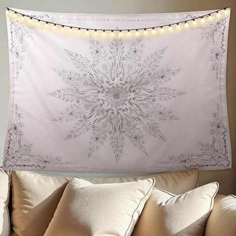 anmu boho نسيج الأزهار، 46 × 35 بوصة البوهيمي ماندالا نسيج الجدار شنقا، الجمالية زهرة جدار الفن ديكور للمراهقين، غرفة نوم الفتيات، غرفة المعيشة، النوم (البيج) in Saudi Arabia