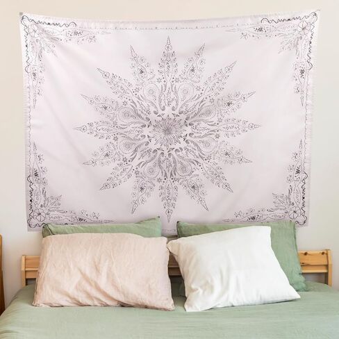 anmu boho نسيج الأزهار، 46 × 35 بوصة البوهيمي ماندالا نسيج الجدار شنقا، الجمالية زهرة جدار الفن ديكور للمراهقين، غرفة نوم الفتيات، غرفة المعيشة، النوم (البيج) in Saudi Arabia