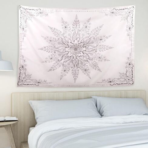 anmu boho نسيج الأزهار، 46 × 35 بوصة البوهيمي ماندالا نسيج الجدار شنقا، الجمالية زهرة جدار الفن ديكور للمراهقين، غرفة نوم الفتيات، غرفة المعيشة، النوم (البيج) in Saudi Arabia