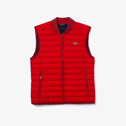 Lacoste Men's Lightweight Foldable Water-Resistant Puffer Coat, ROUGE, Large in Saudi Arabia