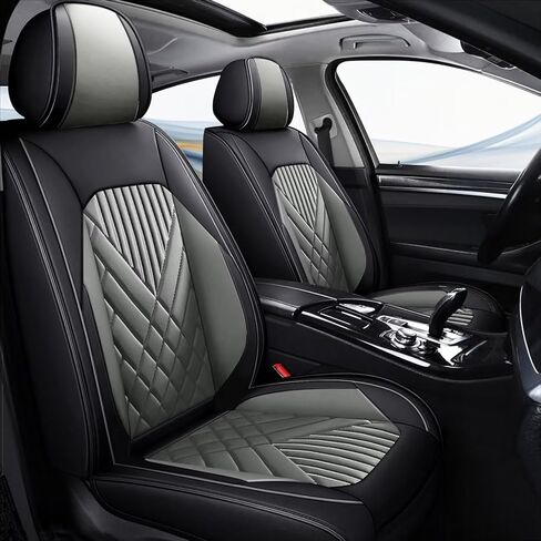 TTX LIGHTING 2PCS Car Seat Covers Front Seat Fit for Toyota 4Runner 2003-2024 2025 Automotive Seat Cover Protector Waterproof Faux Leather Seat Covers Cushion with Airbag Compatible(Black&Grey) in Kuwait