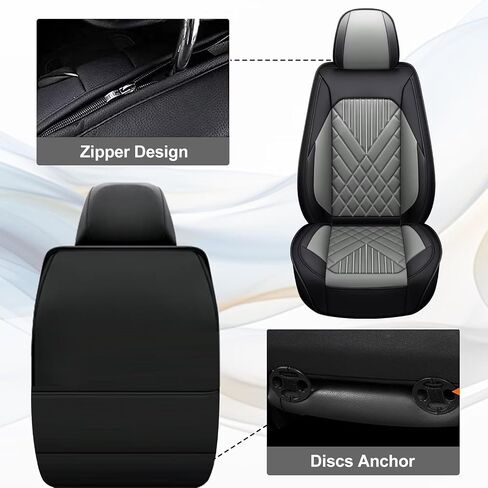 TTX LIGHTING 2PCS Car Seat Covers Front Seat Fit for Toyota 4Runner 2003-2024 2025 Automotive Seat Cover Protector Waterproof Faux Leather Seat Covers Cushion with Airbag Compatible(Black&Grey) in Kuwait