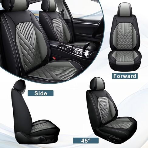 TTX LIGHTING 2PCS Car Seat Covers Front Seat Fit for Toyota 4Runner 2003-2024 2025 Automotive Seat Cover Protector Waterproof Faux Leather Seat Covers Cushion with Airbag Compatible(Black&Grey) in Kuwait