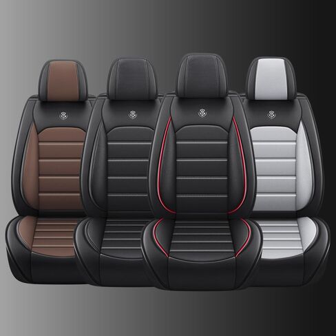 Leather Car Seat Covers for Porsche Macan 2015-2024,Waterproof Soft Seat Covers,Interior Accessories Seat Covers Protector Airbag Compatible(5pcs Black&Red Standard) in Saudi Arabia