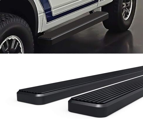 لوحة الجري HD Ridez مقاس 5 بوصات من الفولاذ المقاوم للصدأ باللون الأسود متوافقة مع Ford F150 2009-2014 الكابينة العادية (قضبان جانبية لخطوات جانبية من Nerf) in Saudi Arabia
