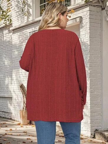 DOLNINE Plus-Size-Cardigans for Women Trendy Casual Lightweight Open Front Cardigan Sweaters Outerwear with Pockets in Saudi Arabia