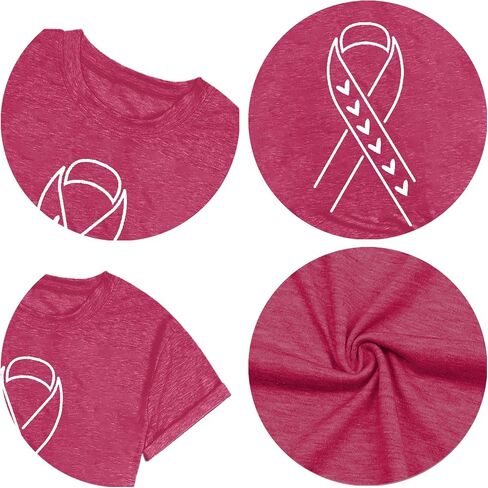 Breast Cancer Shirts for Women Pink Ribbon Breast Cancer Awareness T-Shirt Short Sleeve Tee Tops in Saudi Arabia