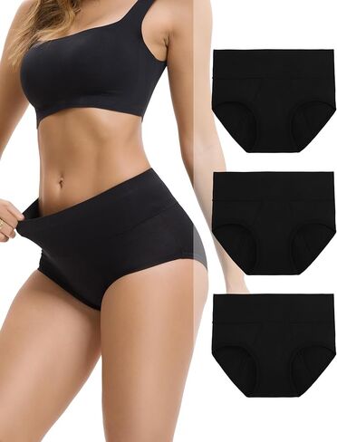 INNERSY Women's Bamboo Viscose Heavy Flow Period Underwear High Waisted Leakproof Panties 3 Pack in Kuwait