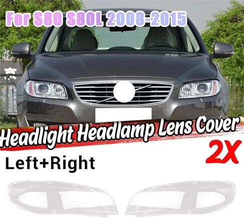 Left+Right Compatible for Volvo S80 S80L 2008-2015 Car Headlight Lens Cover Front Head Light Lamp Lampshade Lamp Shell Cover Clear in Saudi Arabia