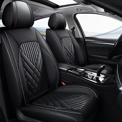 TTX LIGHTING 2PCS Car Seat Covers Front Seat Fit for Toyota 4Runner 2003-2024 2025 Automotive Seat Cover Protector Waterproof Faux Leather Seat Covers Cushion with Airbag Compatible(Black&Grey) in Kuwait