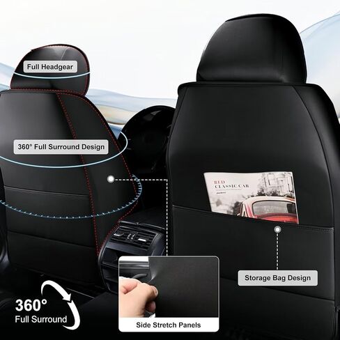 TTX LIGHTING 2PCS Car Seat Covers Front Seat Fit for Toyota 4Runner 2003-2024 2025 Automotive Seat Cover Protector Waterproof Faux Leather Seat Covers Cushion with Airbag Compatible(Black&Grey) in Kuwait